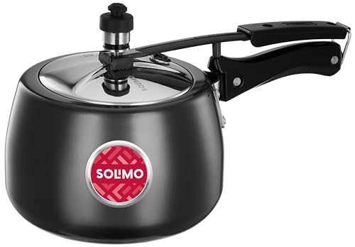 Amazon Brand - Solimo Hard Anodised Aluminium and Stainless Steel Pressure Cooker | Inner Lid | Induction and Gas Stove Compatible | 100% Food-Grade Rubber | 3 L