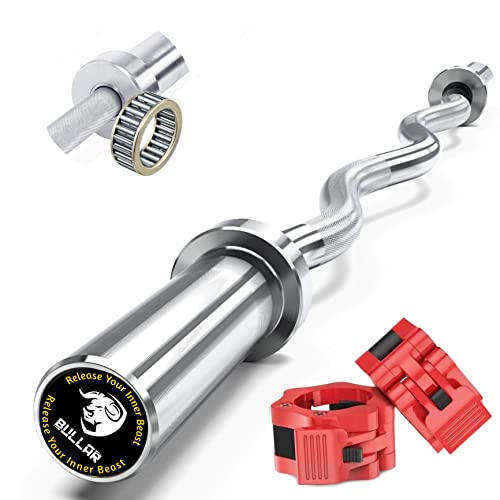 BULLAR Olympic Barbell | 4 feet 50mm Bar with Needle Bearing | for Weightlifting, Powerlifting and Cross fit | Gym Exercises Rod (30mm Inner Diameter) with Locks