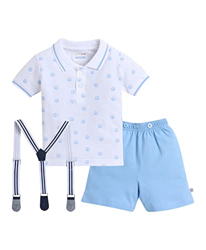 BUMZEE Boys Half Sleeves T-shirt & Short Set With Suspender