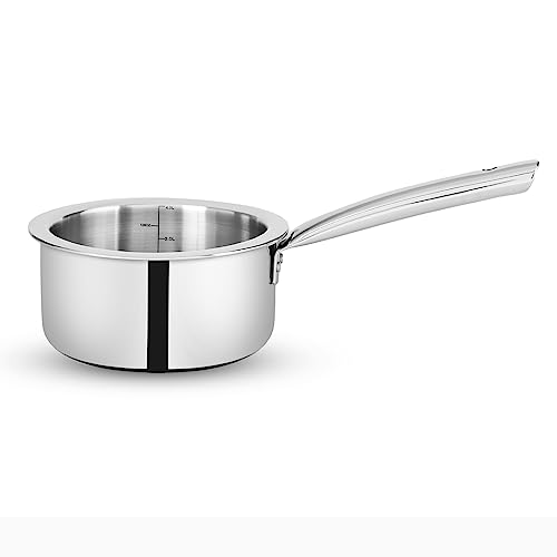 Bergner TriPro TriPly 16cm Tea Pan/MilkPan, 1.7L Capacity, For Chai/Boil/Warm/Herb-Spice-Infusion, Heat Resist Handle, Laser-Etch Scale, Smooth Finished Surface, Induction & Gas Ready, 5-Year Warranty