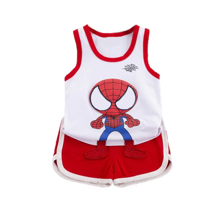 Bold N Elegant Marvel Amazing Spider-Man Kid's Sleeveless T-Shirt & Shorts Summer Coordinated Sets for Infant Toddler Baby Boys & Girls