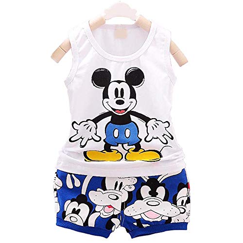 Bold N Elegant Mouse Cartoon Print Kid's Sleeveless T-Shirt & Shorts Summer Coords for Infant Toddler Baby Boys & Girls