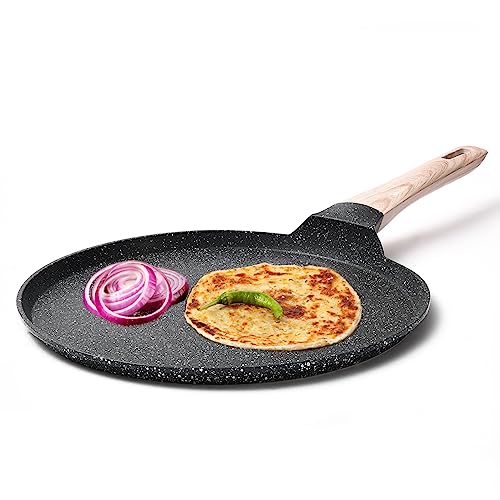 CAROTE 24CM Induction Dosa Tawa Non Stick Pan, Granite Tawa for Roti, Flat Dosa Tava, Induction Roti Tawa, Anti-Bulge Tawa, Non Stick Tawa