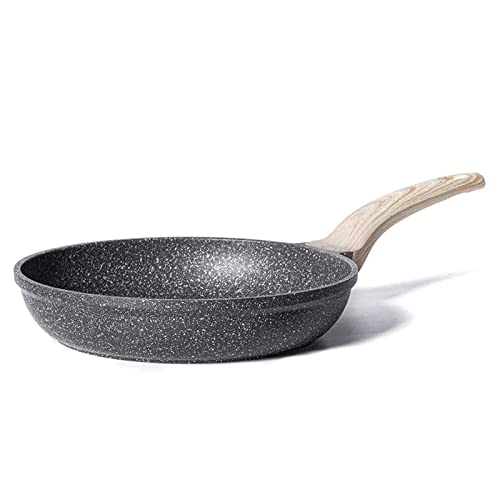 CAROTE Non Stick Frying Pan, Granite Omlette Egg Pan, Induction&Gas Fry Pan, Fish Pan, PFOA Free (28 CM, Steel Grey Granite)