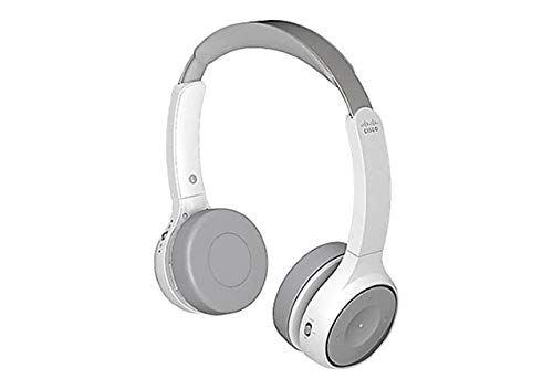 Cisco Headset 730, Wireless Dual On-Ear Bluetooth Headset with Case, USB-A HD Bluetooth Adapter, USB-A, 3.5mm Cables, Charging Stand, Platinum, 1-Year Limited Liability Warranty (HS-WL-730-BUNAS-P)