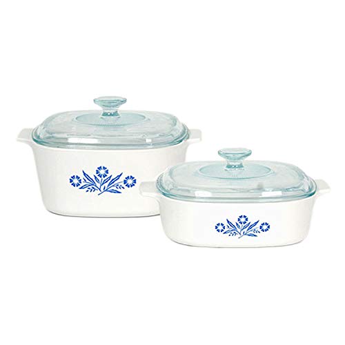 CorningWare StoveTop 4-pc PYROCERAM Blue Cornflower Casserole Set