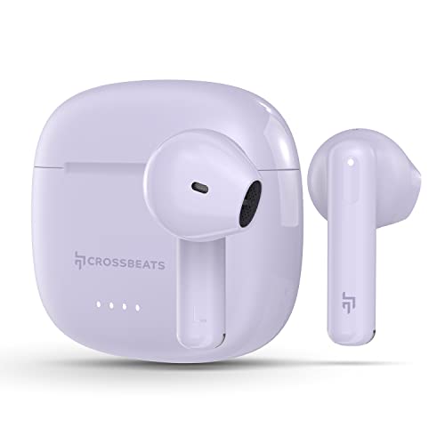 CrossBeats Atom Bluetooth Truly Wireless in-Earbuds, Quad Mic ENC, EchoBlast™, 52 hrs Playtime, 13 mm Drivers, Super lite Weight, Gaming Mode, Smart Touch Control, Snap Charge™-Lavender