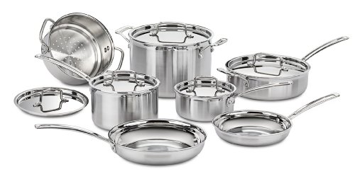 Cuisinart FBA_MCP-12N Stainless Steel Cookware Set, 12 Piece (Silver)