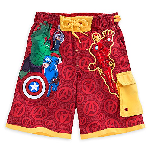 Disney Store Avengers "Pool resources" Swim Trunks for Boys, Size 5/6, Red