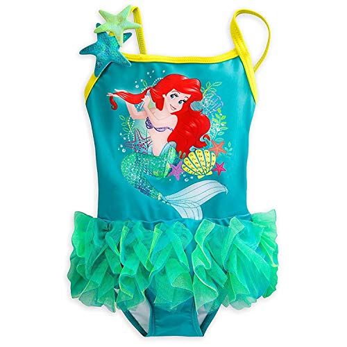 Disney Store Little Girls' Princess Ariel Sequin Accents Deluxe Swimsuit