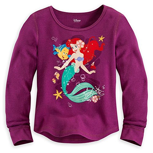 Disney Store Princess The Little Mermaid Ariel Girl Long Sleeve Thermal Shirt Size 5/6