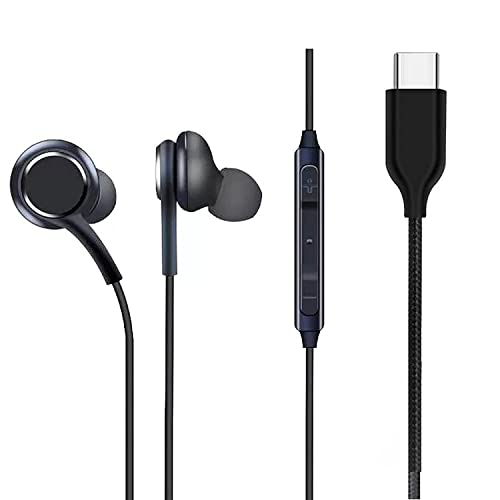 Earphones Headphones for OnePlus 6T Earphone Original Like Wired Stereo Deep Bass Head Hands-free Headset Earbud With Built in-line Mic, With Premium Quality Good Sound Call Answer/End Button, Music 3.5mm Aux Audio Jack (TYPE C AK, Black)