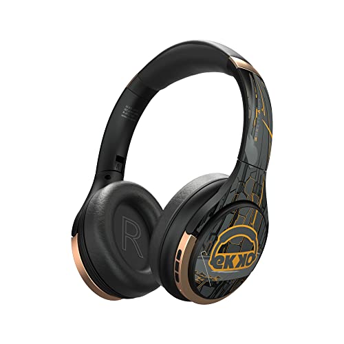 Ekko Skull PRO H03 - Wireless Headphones with ANC Active Noise Cancelling, Low Latency of 40 Milliseconds Upto 90 Hours Playback, Bluetooth On Ear Headphones with Mic, Max Bass, (Black Pattern)