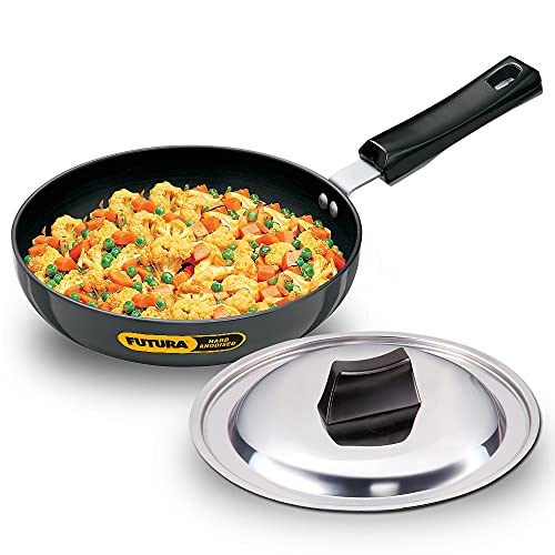 Futura Hard Anodised Frying Pan 22 cm, 4.06 mm (Rounded Sides) with SS lid