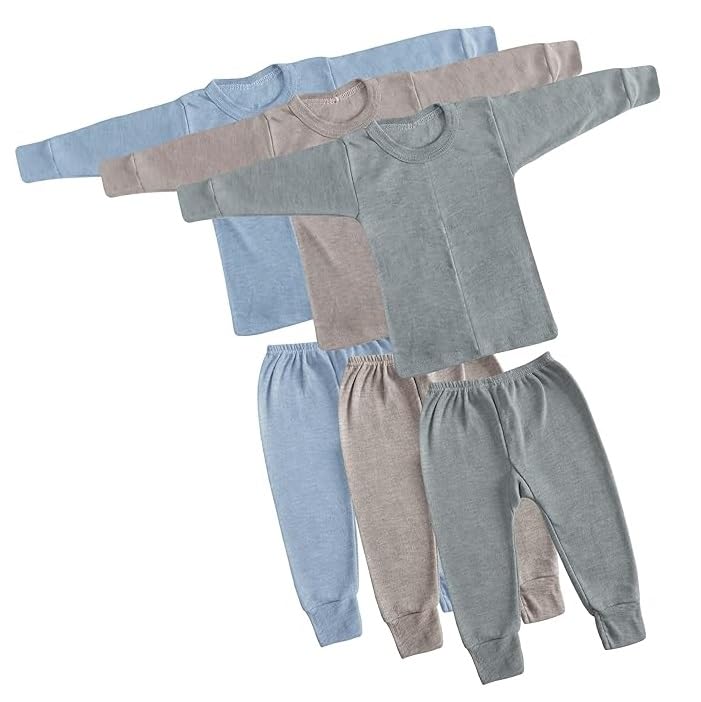 GOLURK Baby Boy and Baby Girls Full Sleeves Soft Thermal T-Shirt with Pyjama Pants Dress for Kids Infant Toddler Casual New Born Baby Clothes 3-Set Thermal for Winters Wear