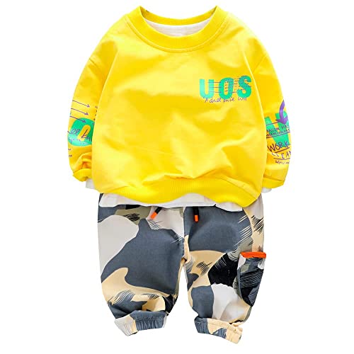 GOOGO GAAGA Googogaaga Boy's Cotton Full Sleeves Sweatshirt with Pant set in Yellow Color Set For Baby Boys (1.5-2 Years)