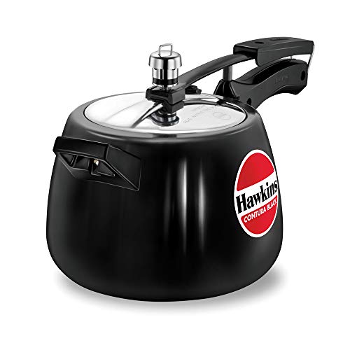 Hawkins Contura Black Aluminium Inner Lid Pressure Cooker, 4 Litre, Black (Cb40), 4 Liter