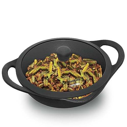 Hawkins Futura Cast Iron Frying Pan, 24 cm Diameter, Cast Iron Skillet, Omlette Pan, Iron Frypan (CIF24G)