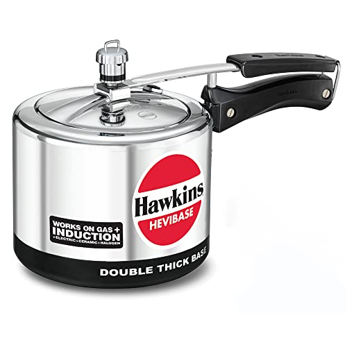 Hawkins Hevibase Induction Compatible Aluminium Inner Lid Pressure Cooker, 3 Litre, Silver (IH30)