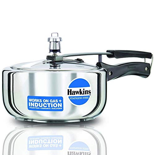 Hawkins Stainless Steel Induction Compatible Inner Lid Pressure Cooker, 3 Litre, Silver (Hss3W) Wide, 3 Liter