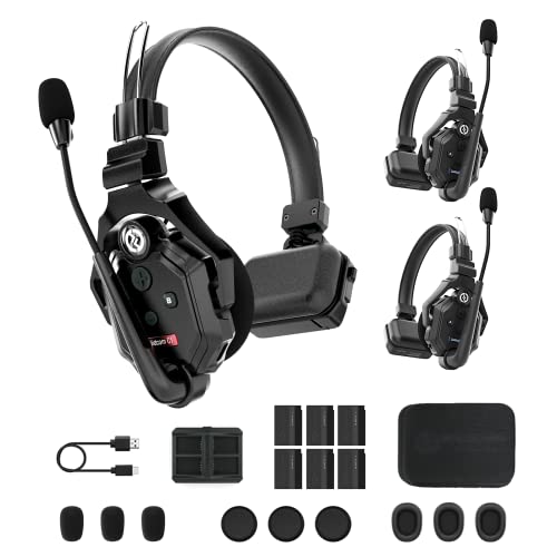 Hollyland Solidcom C1 Wireless Income for 3 Person Full Duplex Wireless Intercom Headset System 350m LOS Range 168 One Master and Two Remote Headsets