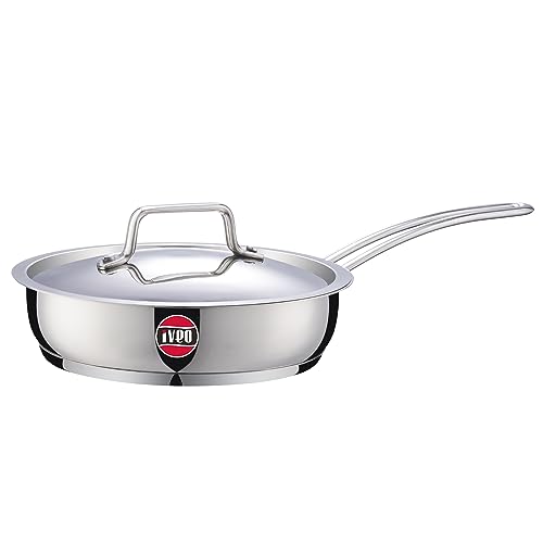 IVEO Stylo Stainless Steel with Lid Induction Base Triply Bottom Fry Pan 200mm 1.5ltrs