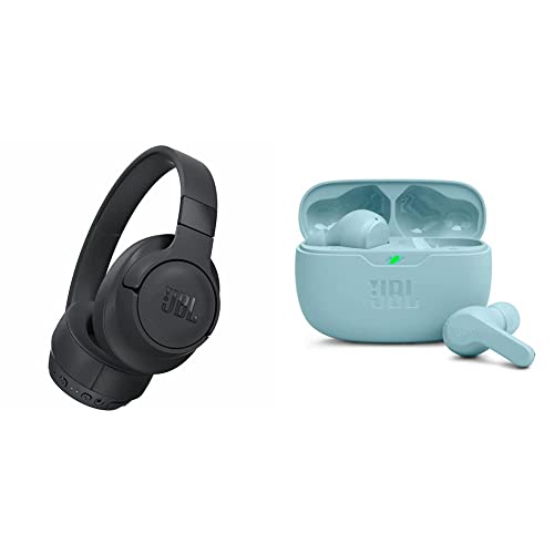 JBL Tune 760NC, Wireless Over Ear Active Noise Cancellation Headphones with Mic & Wave Beam Wireless in-Ear Earbuds (TWS) with Mic, Customized Extra Bass EQ