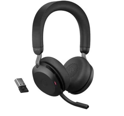 Jabra Evolve2 75 Wireless Headset Stereo UC with Stand, Bluetooth Dongle, Compatible with Zoom, Webex, Skype, Smartphones, Tablets, PC/MAC, 27599-989-989, Global Teck Gold Support Plan Included