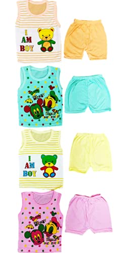 Jimmy Jammy Baby Boy & Girl Dress Soft Hosiery Cotton Blend T-shirt and Shorts Pack 4 T-shirt + 4 Shorts Multi colored