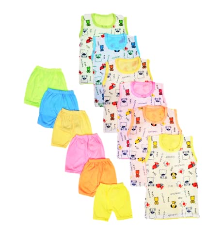 Jimmy Jammy Unisex Baby Boy & Girl Dress Soft Hosiery Cotton Blend T-shirt and Shorts Pack 6 T-shirt + 6 Shorts Multi colored | Size 0 Months Up to 2 Years