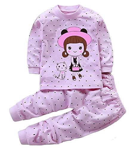 KIDZZLAND Full Sleeve Cotton Fun Cute Cartoon Print Colorful Tshirt & Pajama Pant Clothing Set for Boy & Girl