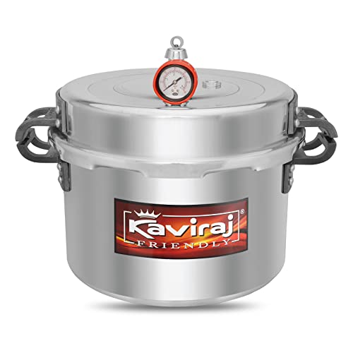 Kaviraj Bawarchi Large Size Aluminium Commercial Big Pressure Cooker with Outer Lid Gas Compatible for Healthy Cooking (40 Ltrs)
