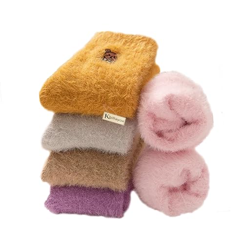 Khillayox Kids Warm Woolen Winter Socks for Kids Cartoon Fuzzy Fur Socks Winter socks Ankle length for Kids Baby boys And Baby girls (3 YEAR - 5 YEAR, 3)