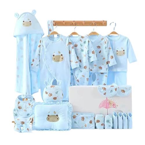 Little Surprise Box 23 pcs Newly Born Baby Girl/Boy Gift Hamper Moomoo Cow Print- Blue (0-6 Months)