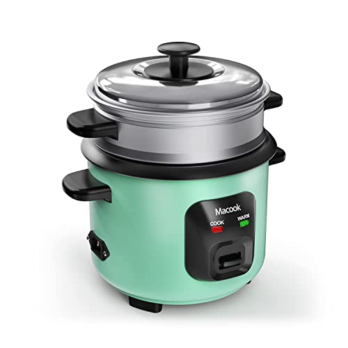 Macook 0.6 Liters 300-Watts Electric Rice Cooker with 2 Cooking Pans, Measuring Cup, Cooking Plate and Rice Scoop, One-touch Operation and Keep Warm Function, MCIN-00008 (Green)