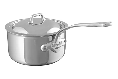 Mauviel M'Cook 5 Ply Stainless Steel 5210.19 2.7 Quart Saucepan with Lid, Cast Stainless Steel Handle