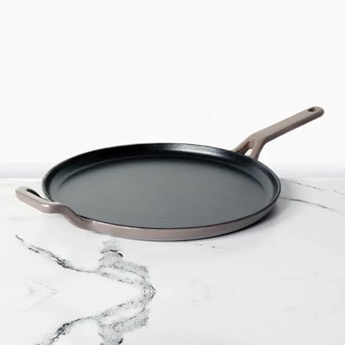 Meyer Enamel Cast Iron Dosa Tawa | Iron Tawa | Dosa Pan | Cast Iron Pan | Dosa Tawa Big Size | Roti Tawa Cast Iron | Tawa Induction Base | Iron Cookware for Kitchen, 28cm, Grey