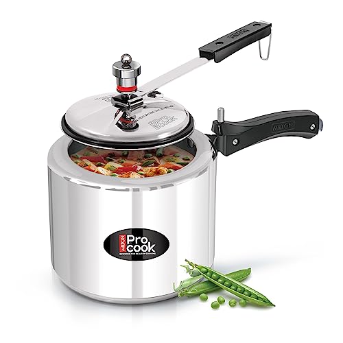 Milton Pro Cook Aluminium Non Induction Pressure Cooker With Inner Lid, 3 litre, Silver | Hot Plate Safe | Flame Safe