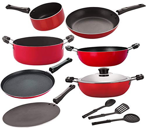 NIRLON Nylon Non Stick Kitchen Accessories For Cooking Combo Set With Spoons -9 Pcs [26_Ct_Kd13_Spb_Ft10_Cass20_Tp24_3Spn]