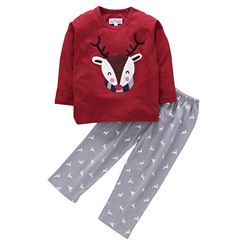 NITE FLITE Boys' Cotton Animal Print Top And Pyjama Set (Boys-513F_2_Red_2)