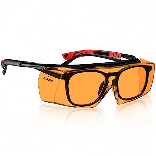 NoCry Blue Light Blocking Over Glasses Safety Glasses with 100% UV Protection, Orange Anti-Fog Scratch Resistant Lenses; Over Eyeglasses or on Their Own; Fit Men, Women, and Teenagers; ANSI Z87.1