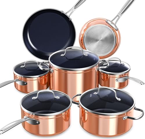 Nuwave Copper 12 Piece Ceramic Duralon Forged Cookware Set with Lids