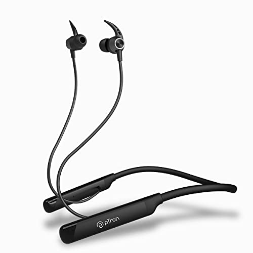 PTron Tangent Sports, 60Hrs Playtime, ENC Calls, BT5.2 Headphone, AptSense 40ms Low Latency Gaming, HD Mic, Dual Device Pairing, in-Ear Wireless Earphone, Type-C Fast Charging & Voice Assist (Black)