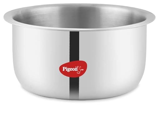 Pigeon Elite Stainless Steel Triply Tope 20 cm, Gas Stove and Induction Compatible for Fast Cooking and Longer Heat Retention, Along with Even Heat Distribution- Silver