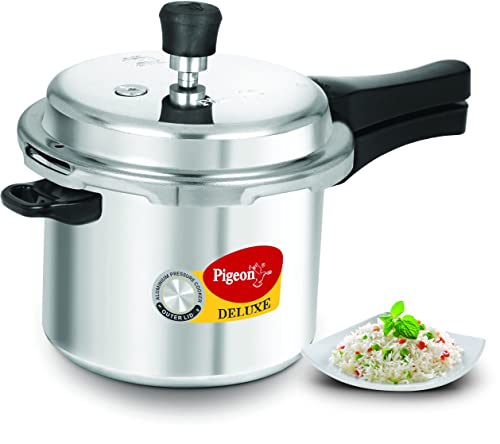 Pigeon by Stovekraft Deluxe Aluminium Pressure Cooker, 3 Litres, Silver