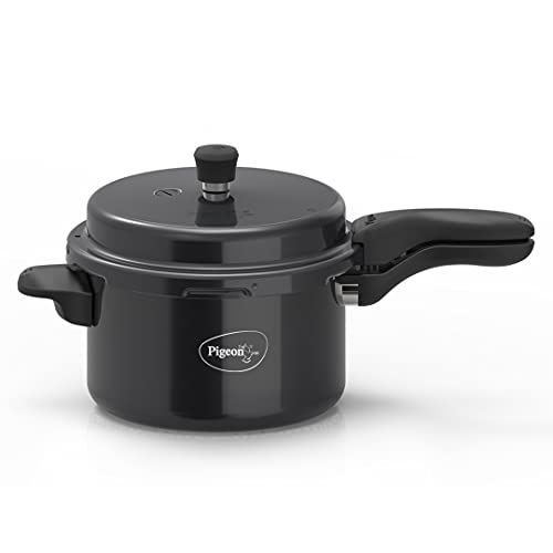 Pigeon by Stovekraft Titanium Hard Anodized Aluminium Outer Lid Pressure Cooker - 5 Litres - Black