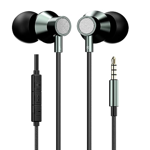 Portronics Conch Tune A in Ear Wired Earphones with Mic, 3.5mm Audio Jack, 10mm Driver, 1.2m Nylon Braided Anti Tangle Wire, in line Controls, Metal Alloy Body, Wide Compatibility(Grey)