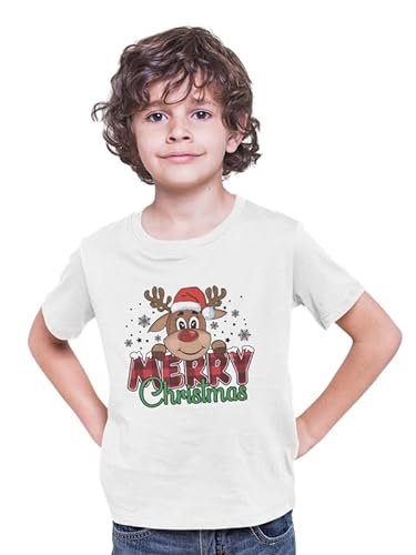 Pranawan Clothing Kids' Cotton T-Shirt - Fun, Comfortable, and Perfect for Everyday Wear Christmas Design White