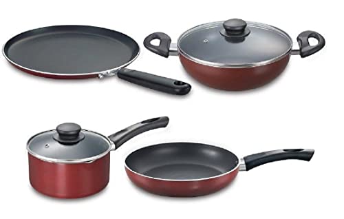Prestige Aluminium Omega Deluxe Festive Pack 4 Pc Set(Omni Tawa- 28Cm,Fry Pan- 24Cm, Kadai- 24Cm & Milk Pan- 16Cm)