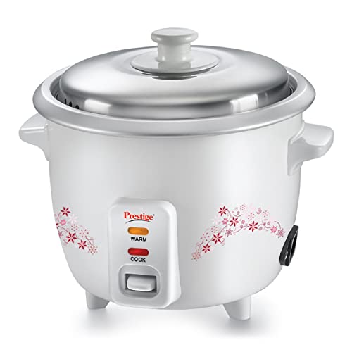 Prestige Delight PRWO 1.0 L Electric Rice Cooker|Detachable power cord|Durable body|Cool touch handles|White| Raw capacity-0.4L|Cooked capacity-1L|Cooks for a family of 2 to 3 members